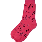 Black Notes Socks Neon Pink
