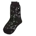 Black with Silver Music Note Socks