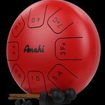 Amahi 10" Steel Tongue Drum Red with Gig Bag