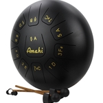 Amahi 12" Steel Tongue Drum Black with Gig Bag - D Major