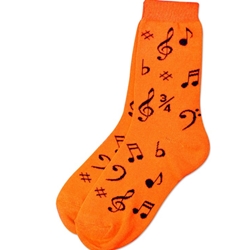Black Notes Socks Neon Orange