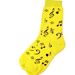 Black Notes Socks Neon Yellow