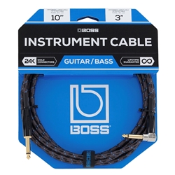 Boss BIC10A 10' Straight to Angled 1/4" Instrument Cable