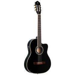 Ortega RCE145BK Nylon String AC/EL Guitar with Deluxe Gig Bag